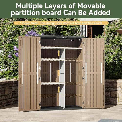 aoxun outdoor storage shed, 64 cu.ft vertical storage, close-up detail