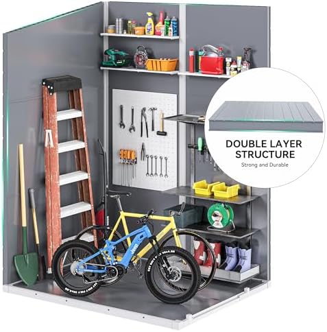 dwvo 5x4ft resin outdoor storage shed with floor, side view