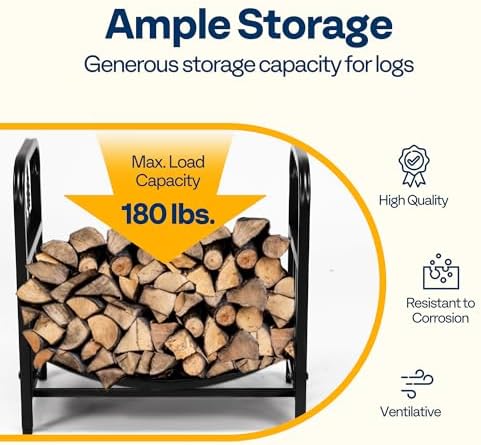 vivohome 16.5 in decorative firewood storage log rack, close-up detail