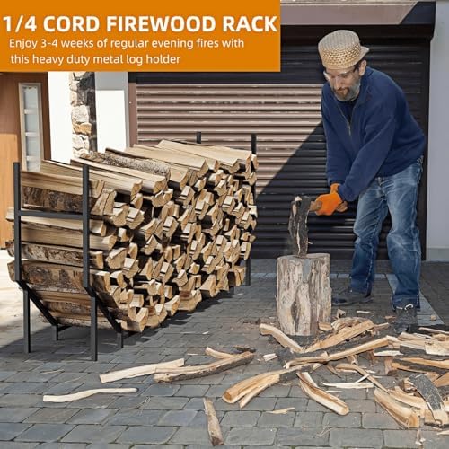 6 ft firewood rack outdoor, heavy duty metal, side view