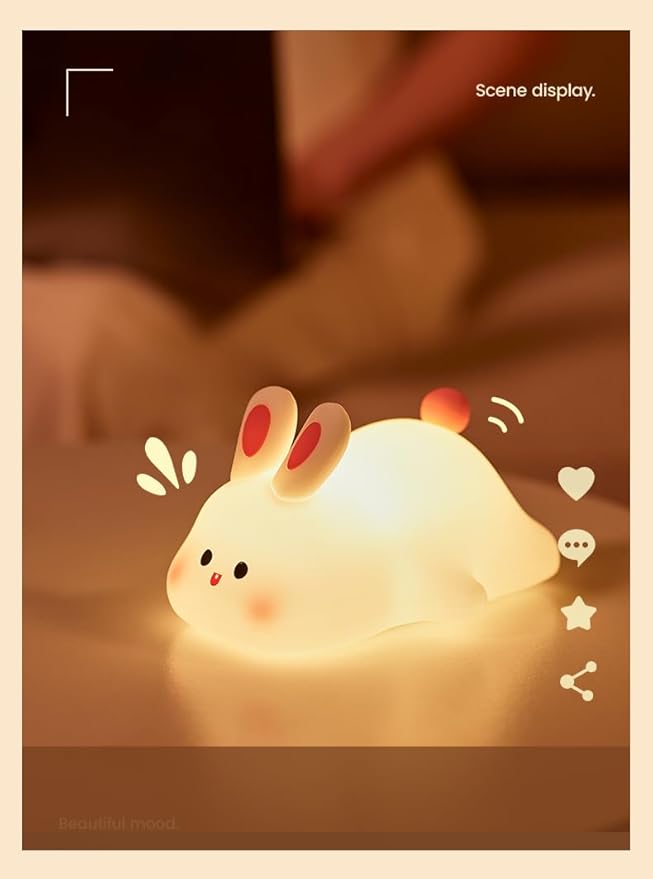 ATSUI Rabbit Night Light, LED Squishy Novelty Animal Night Lamp, Food Grade - Image 9