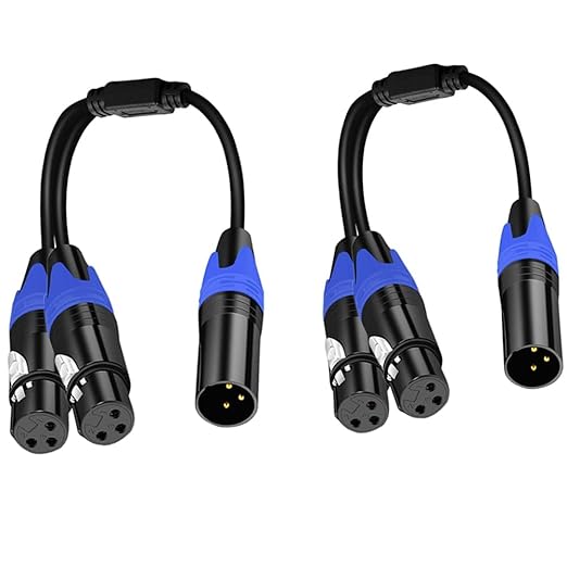 1 Male to 2 Female XLR Y Splitter Micrphone Cable, 3pin Male to Dual Female by Seefeful