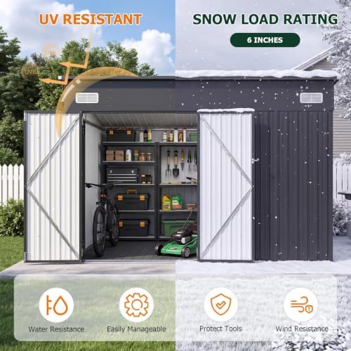 8'x10' lean to shed metal storage shed with on a desk or shelf