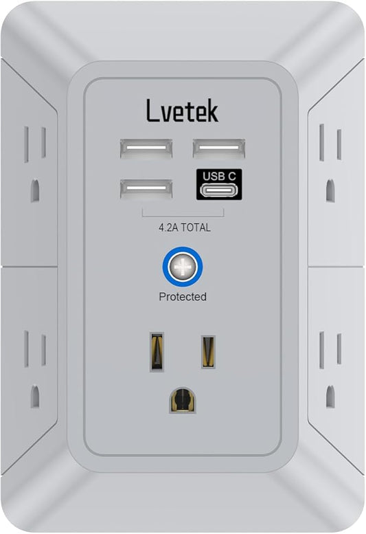 Outlet Extender, Surge Protector Outlet by Lvetek