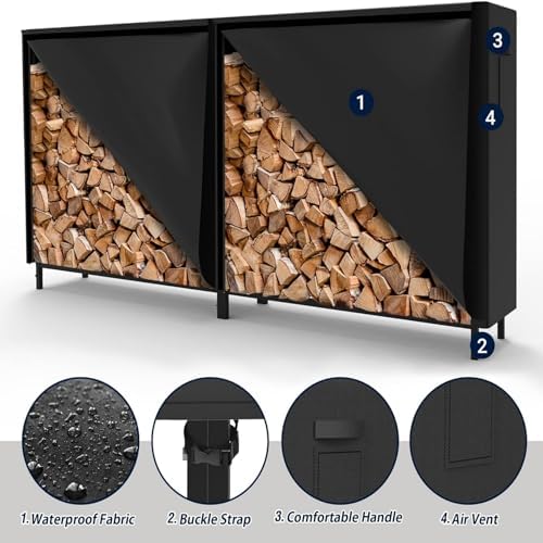 walmann 6 ft firewood rack with cover, heavy showing dimensions
