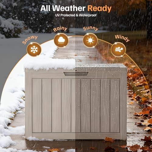 mars villa deck box, outdoor storage box waterproof showing dimensions