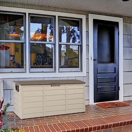ssline outdoor storage deck box, 75 gallon capacity, front angle view