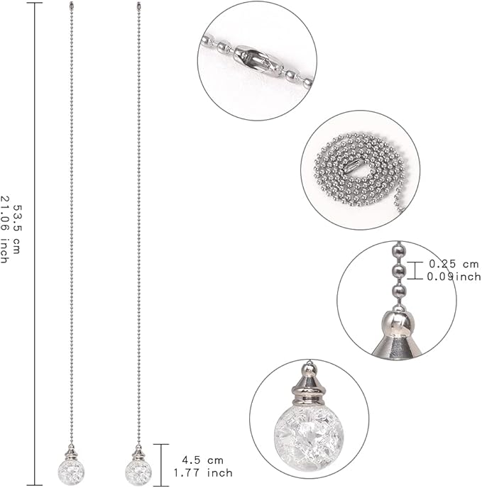 LONGSHENG - SINCE 2001 - 2PCS White Pull Chains Crystal Glass Ice Cracked Ball - Image 2