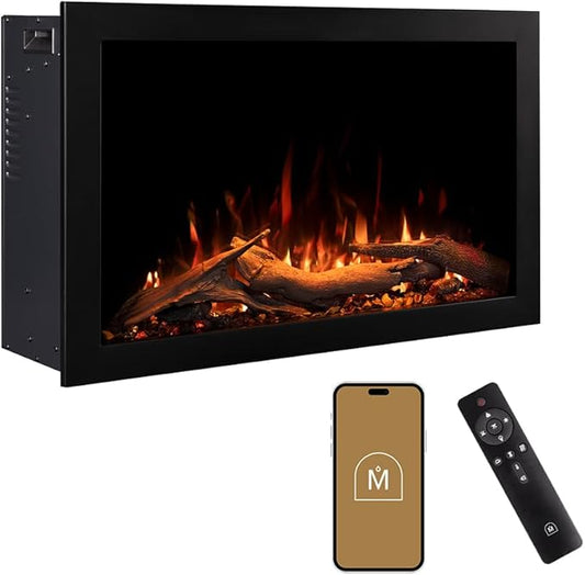 Modern Ember Highmark Traditional 30 Inch Built-in Smart Electric Fireplace by ModernEmber