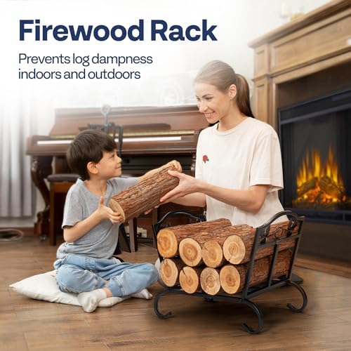 vivohome 21.5 inches folding firewood storage log rack shown in use