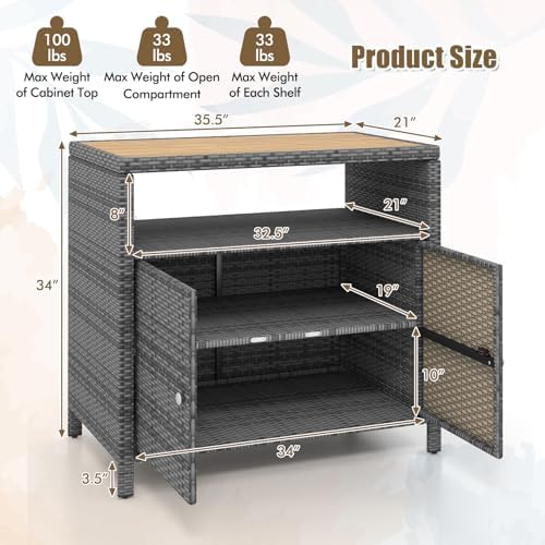 rattan storage cabinet, outdoor & indoor sideboards with, close-up detail