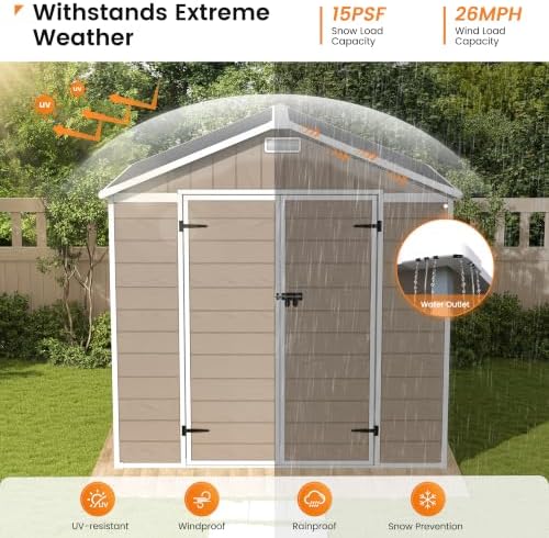 udpatio resin storage shed 8 x 6 ft, close-up detail