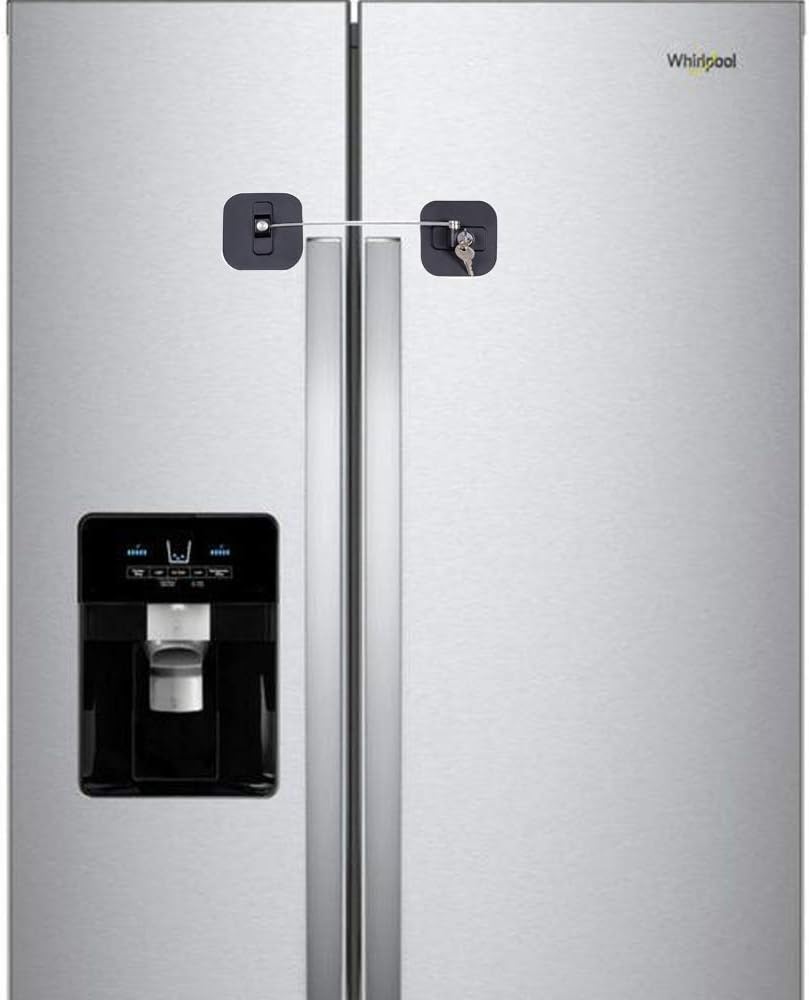 Fridge Lock,2 Pack Refrigerator Locks with Keys,Freezer Lock and Child Safety Cabinet Lock,Black Fridge Lock