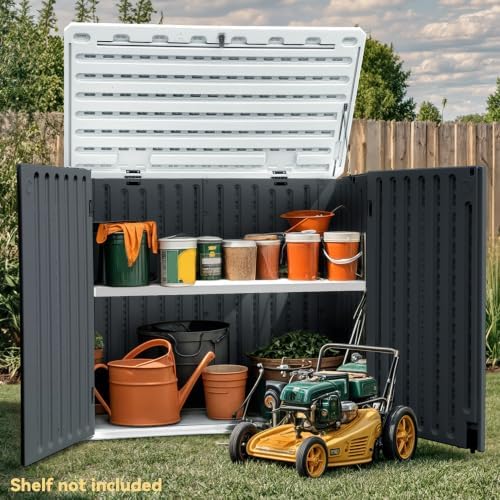 dwvo outdoor weather-resistant horizontal storage shed, 35 cu, package contents