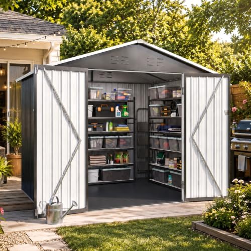aoxun 8x6 ft shed outdoor storage shed with, side view