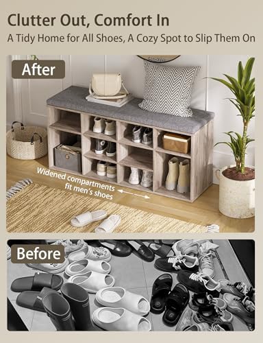 dinzi lvj shoe storage bench with cushion, 40.9", view 9