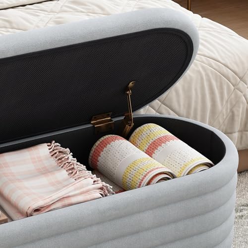 40 inch upholstered storage ottoman bench,ready to go,light, package contents