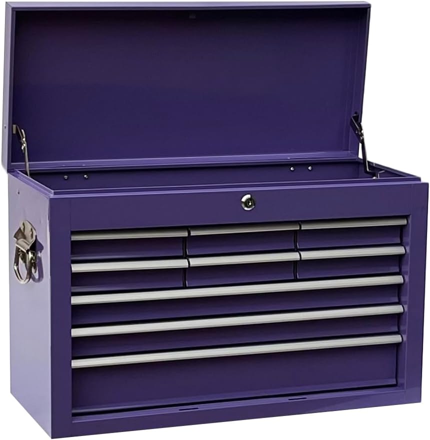 workington portable metal tool chest with 9 drawers, close-up detail