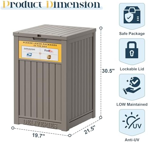 package delivery box for outside, outdoor storage box, side view