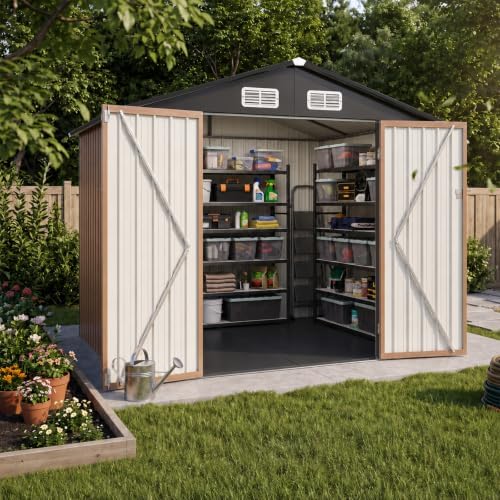 aoxun 8x6 ft shed outdoor storage shed with, side view