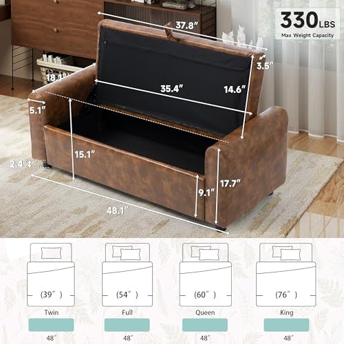 ottoman with storage, tufted storage bench for bedroom shown in use