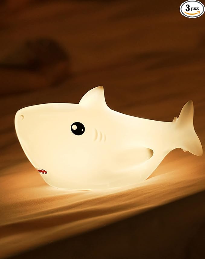 Shark USB Rechargeable Silicone LED Night Light by LUEUDU