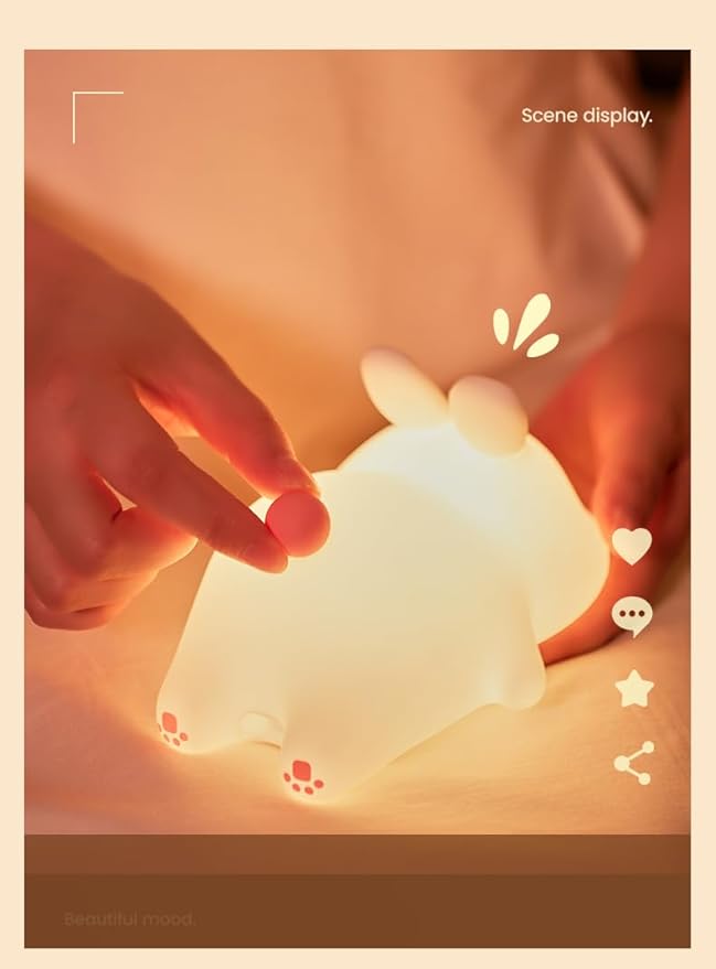 ATSUI Rabbit Night Light, LED Squishy Novelty Animal Night Lamp, Food Grade - Image 8