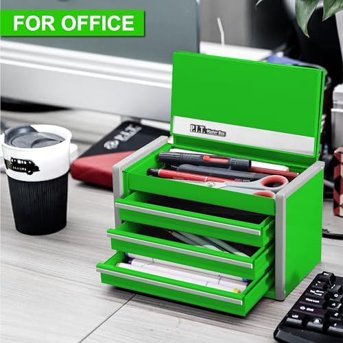 p.i.t. mini steel tool box,3 drawer and 5 showing dimensions