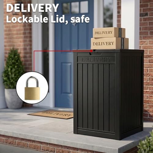 package delivery box, lockable resin outdoor package, waterproof, package contents