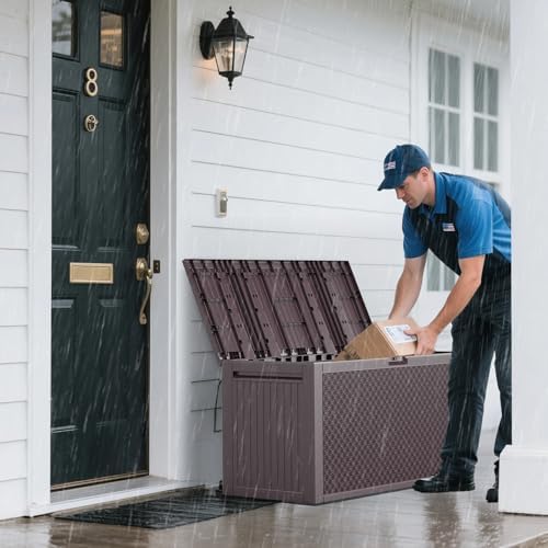 vingli 90 gallon lockable durable outdoor storage box, close-up detail