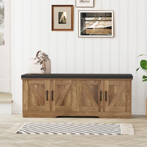 homsho farmhouse shoe storage bench with 4 barn, view 9