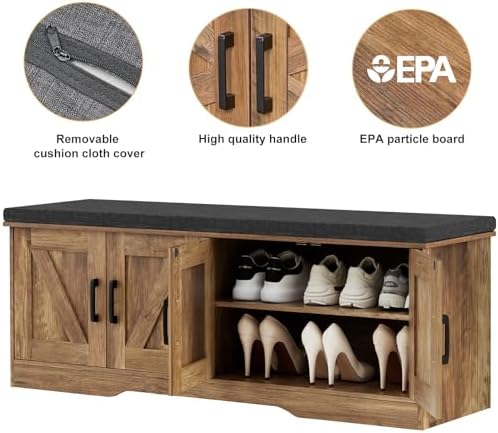 homsho farmhouse shoe storage bench with 4 barn on a desk or shelf