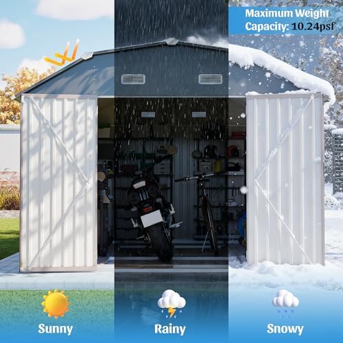 yopto 10x12 ft outdoor storage shed,heavy duty metal, view 9
