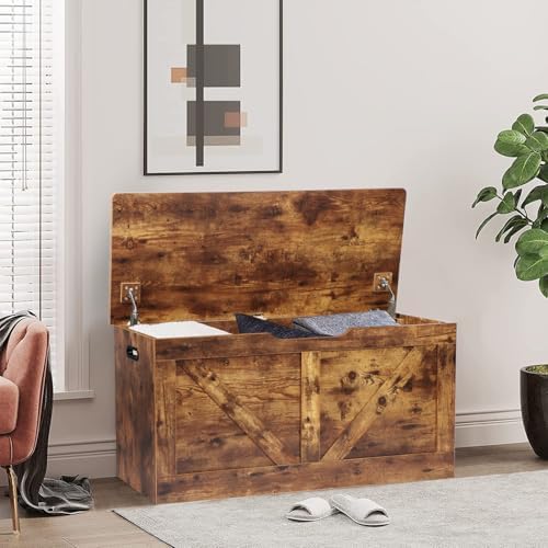 timberer 39.4" storage chest, wooden storage bench, large, view 9