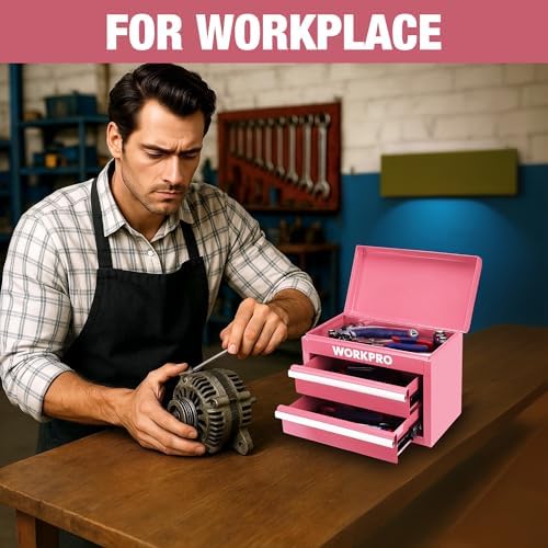 workpro metal mini tool box with 2 drawers, package contents