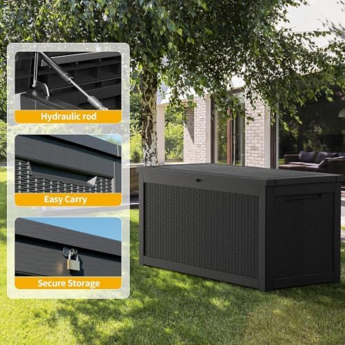tarkari 370 gallon outdoor storage box waterproof, resin, close-up detail
