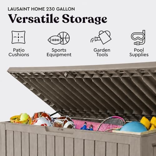lausaint home 230 gallon outdoor storage box, package, side view