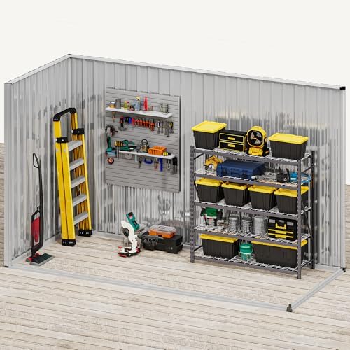 dwvo 9x4ft large outdoor storage shed with lockable on a desk or shelf