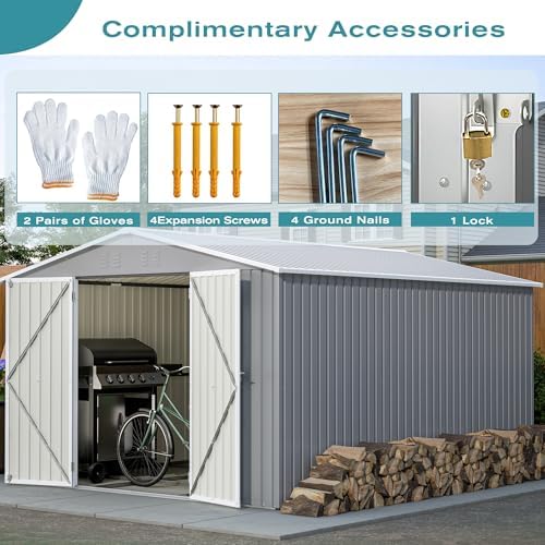yopto 10x12 ft outdoor storage shed with floor, view 10