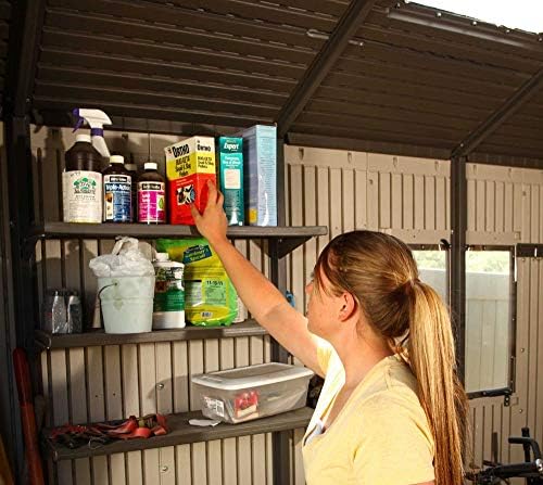 lifetime 6433 outdoor storage shed with windows, 11 showing dimensions