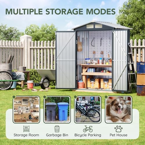 3 ft metal storage shed for backyard,nightblue, close-up detail