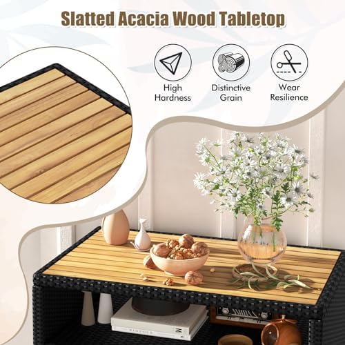 happygrill outdoor rattan storage cabinet, patio sideboard buffet on a desk or shelf