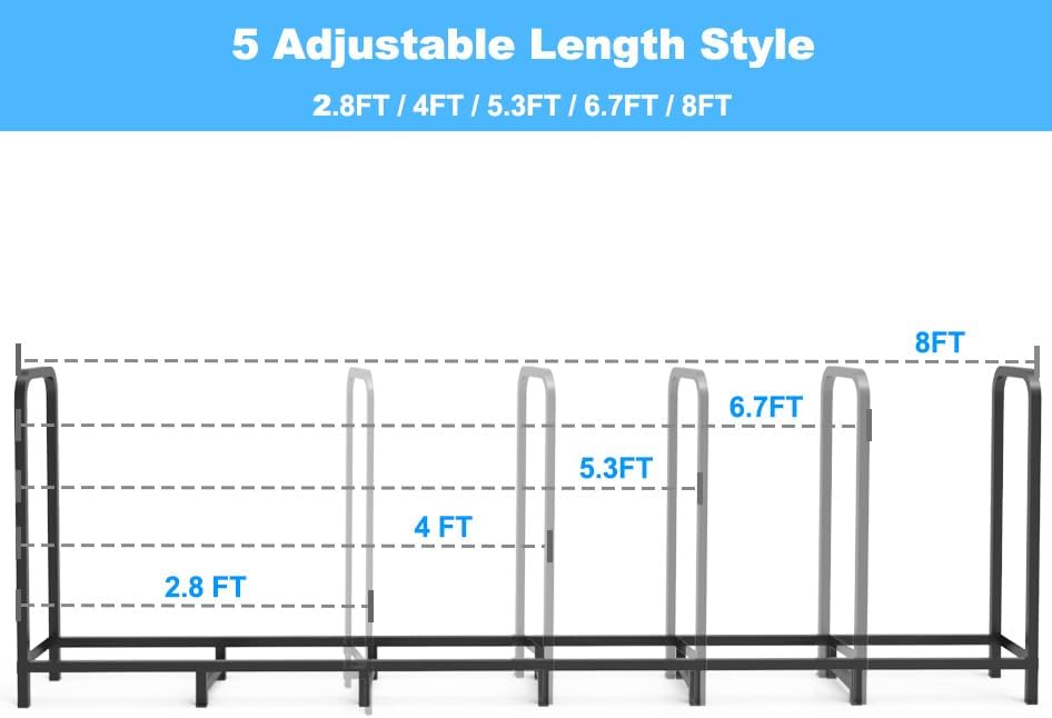 8ft firewood rack holder, adjustable heavy duty fire, package contents