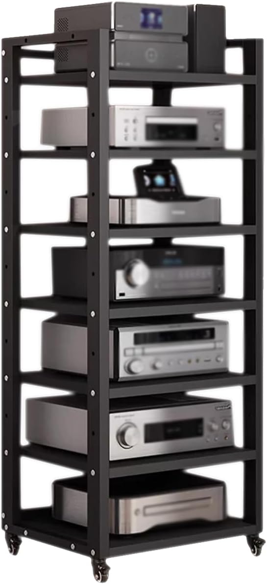 Dernoing 7 Tier Audio Rack Tower, CD Record Player Stereo Receiver AV Equipment - Image 8