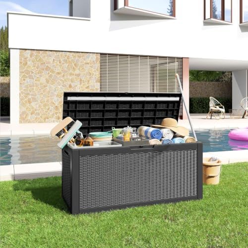 patiozen 100 gallon deck box lockable waterproof outdoor, package contents