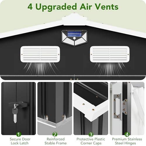 mxv 8 x 6ft outdoor storage shed, metal, package contents
