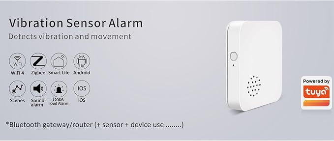 WENGART Zigbee Vibration Alarm Sensor, 120dB Local Siren Shock Detector - Image 3