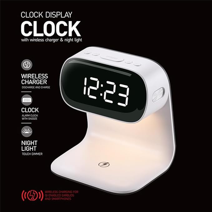 3in1 Multi-Functional Wireless Charging Alarm Clock Smart Night Light Qi - Image 3