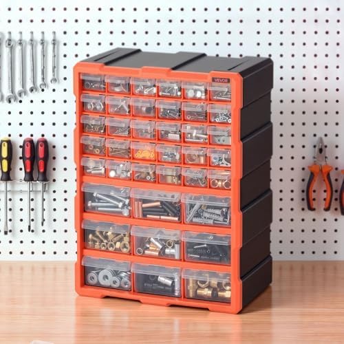 vevor 39-drawer storage organizer, plastic, drawer storage cabinet shown in use