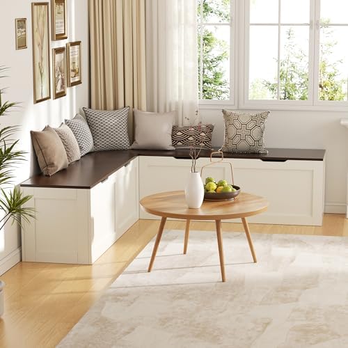 l shaped bench with storage, 63" breakfast nook, view 10
